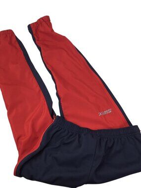 SWIX Activewear Track Wind Pants Full Zip Sides  Red Blue Men's Size M Pockets